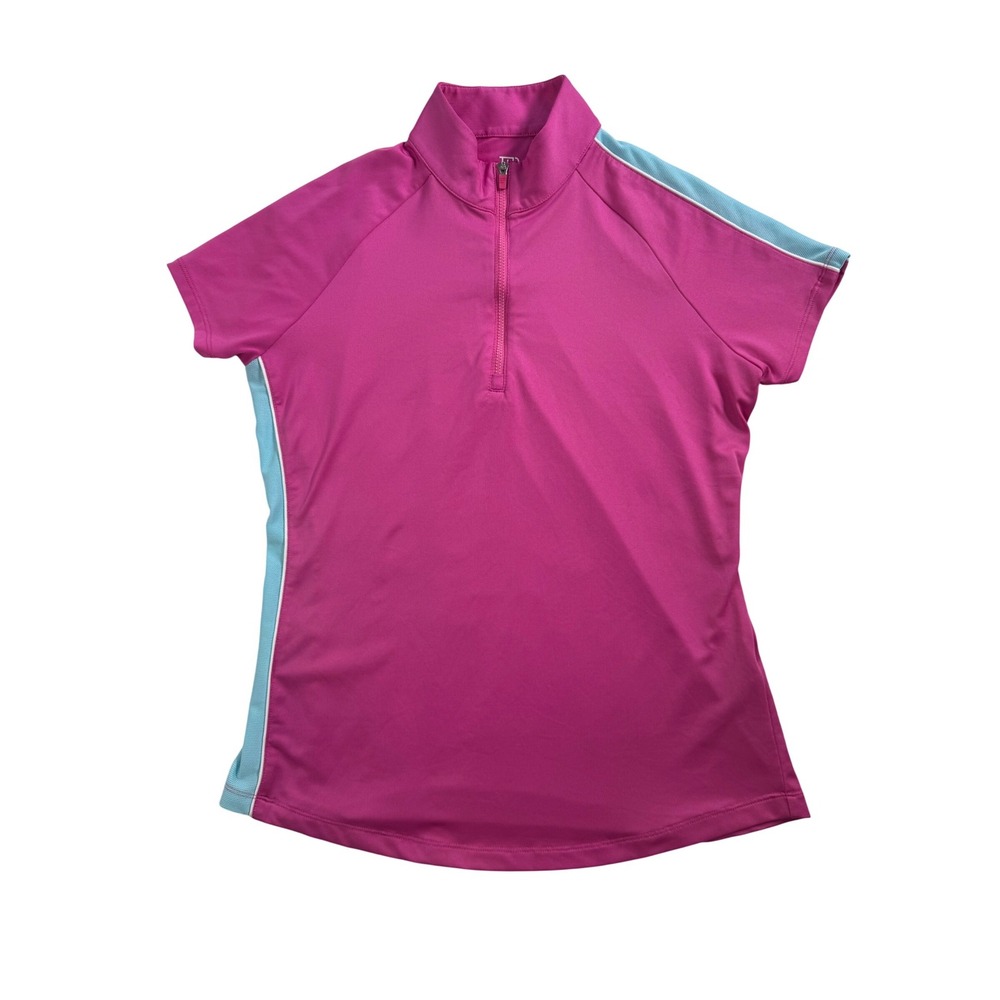 EP‎ New York Women's Pink Quarter Zip Short Sleeve Golf Polo Shirt Size S - Picture 2 of 8